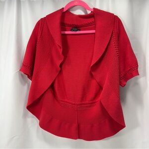 Audrey & Grace Women's Red Open-Front Cotton Knit Sweater Sz XL Short Sleeve
